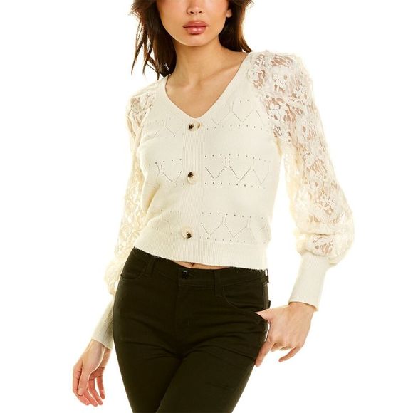 HARPER Sweaters - Harper Womens  Pointelle Sweater, White